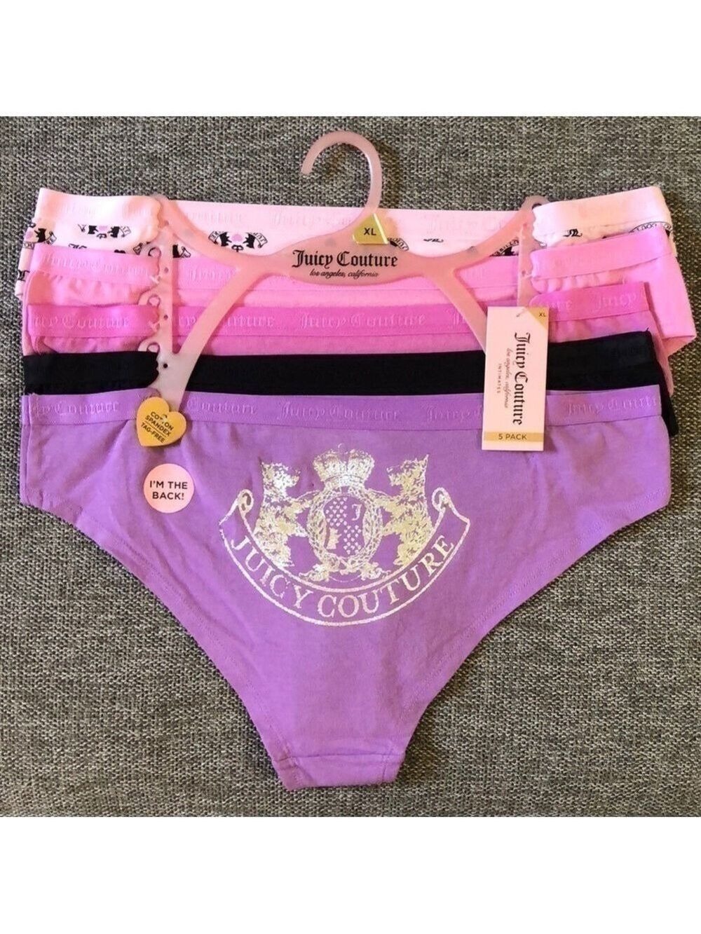 Juicy Couture Intimates 5 Pack Logo Underwear Bikini Panties Vintage Y2K XL